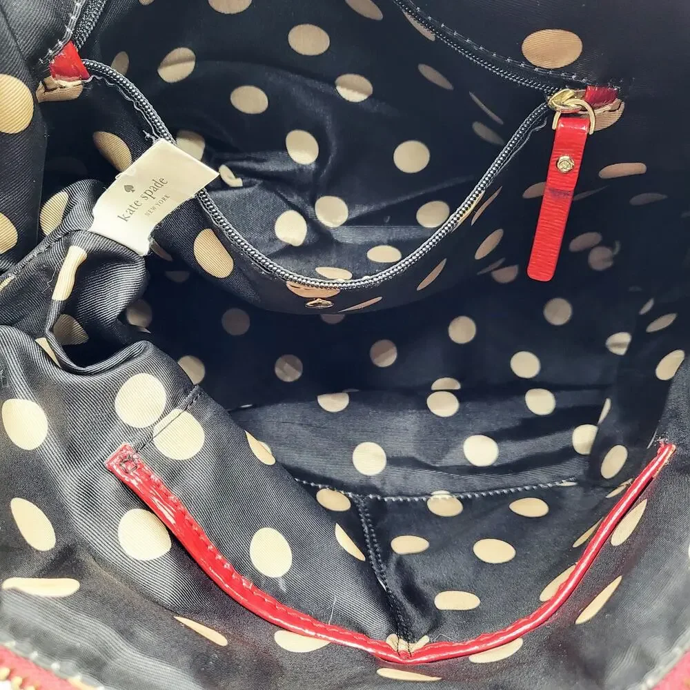 Kate Spade Cedar Street Margot Red Textured Patent Leather Dome Satchel Handbag